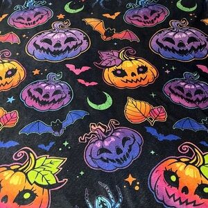 Halloween Neon Rainbow Pumpkin Bats Moon Spiders Plush Throw 50 x 60